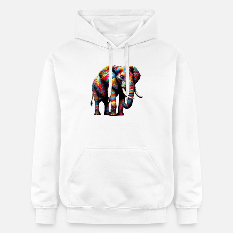 Éléphant - Sweat à capuche Softstyle® Gildan Unisexe - blanc