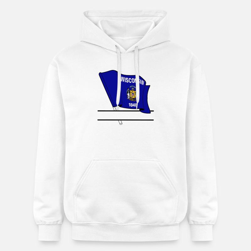 Drapeau Wisconsin bannière de texte - Sweat à capuche Softstyle® Gildan Unisexe - blanc