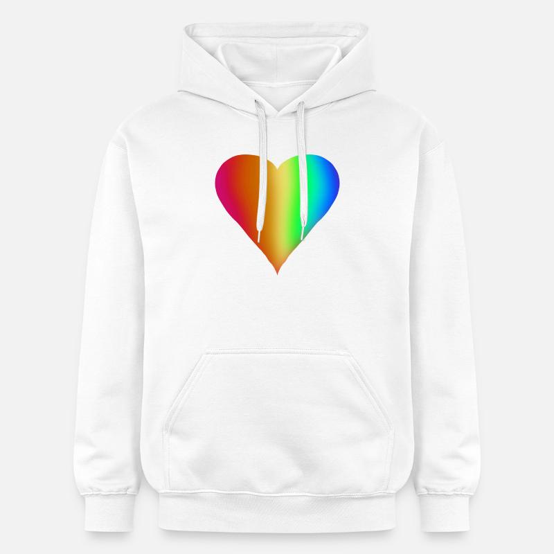 Le cœur arc-en-ciel - Sweat à capuche Softstyle® Gildan Unisexe - blanc