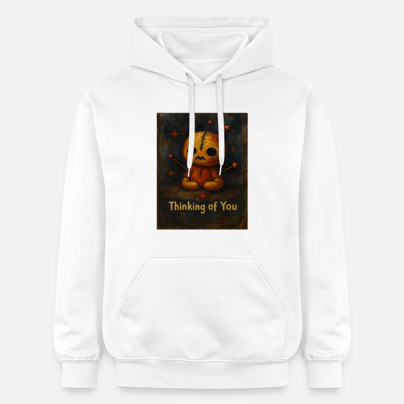 Je pense à toi, poupée vaudou - Sweat à capuche Softstyle® Gildan Unisexe - blanc