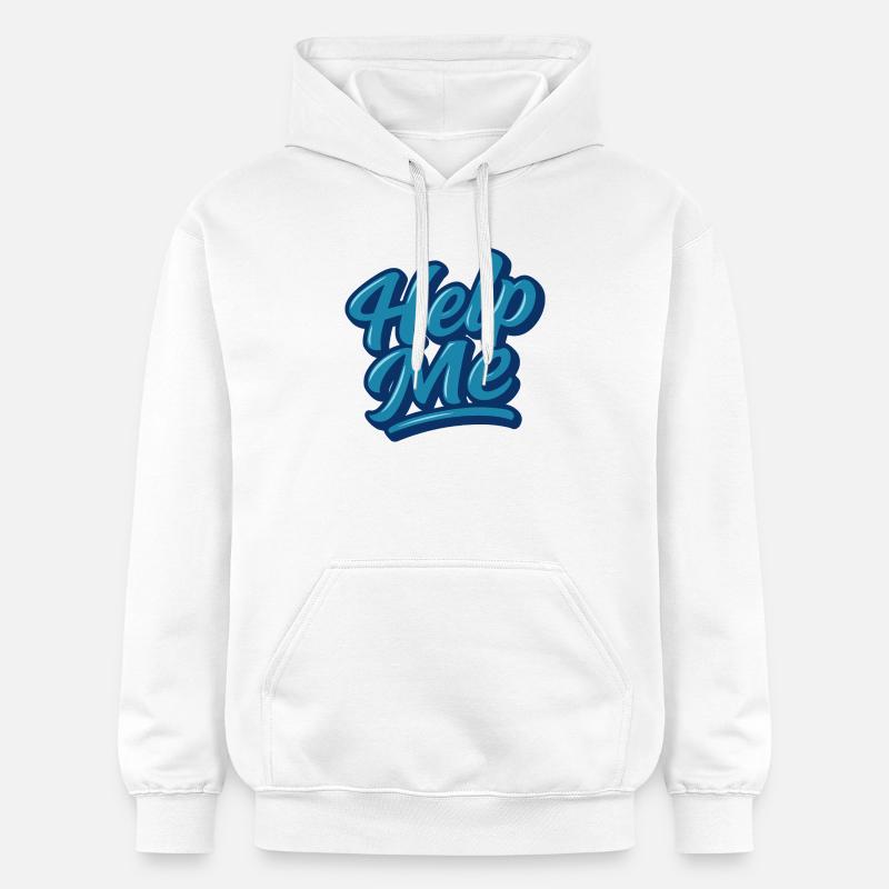 Help Me Blue Script Logo - Sweat à capuche Softstyle® Gildan Unisexe - blanc