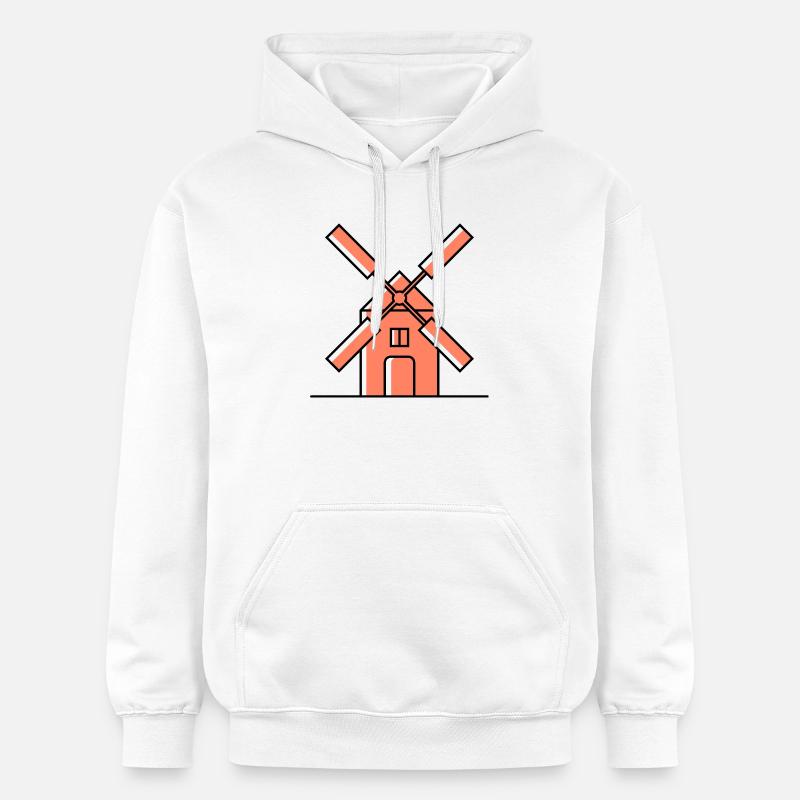 Icône du moulin à vent - Sweat à capuche Softstyle® Gildan Unisexe - blanc