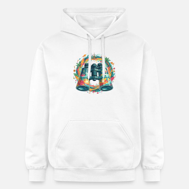 Illustration binoculaire Tropical Explorer - Sweat à capuche Softstyle® Gildan Unisexe - blanc