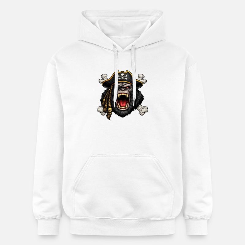 Singe pirate avec capitaine crâne - Sweat à capuche Softstyle® Gildan Unisexe - blanc