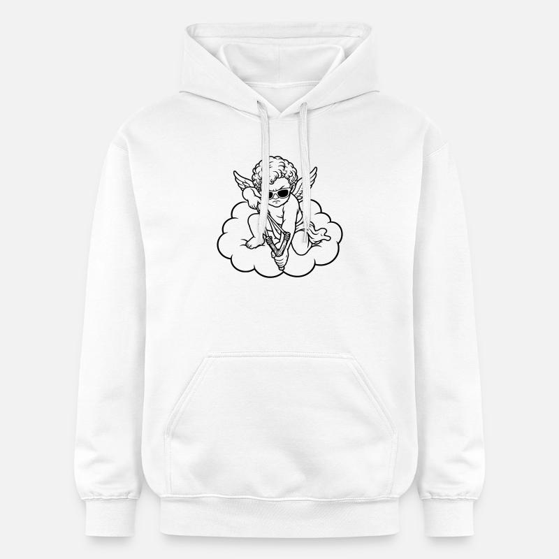 Chérubin en colère avec fronde - Sweat à capuche Softstyle® Gildan Unisexe - blanc
