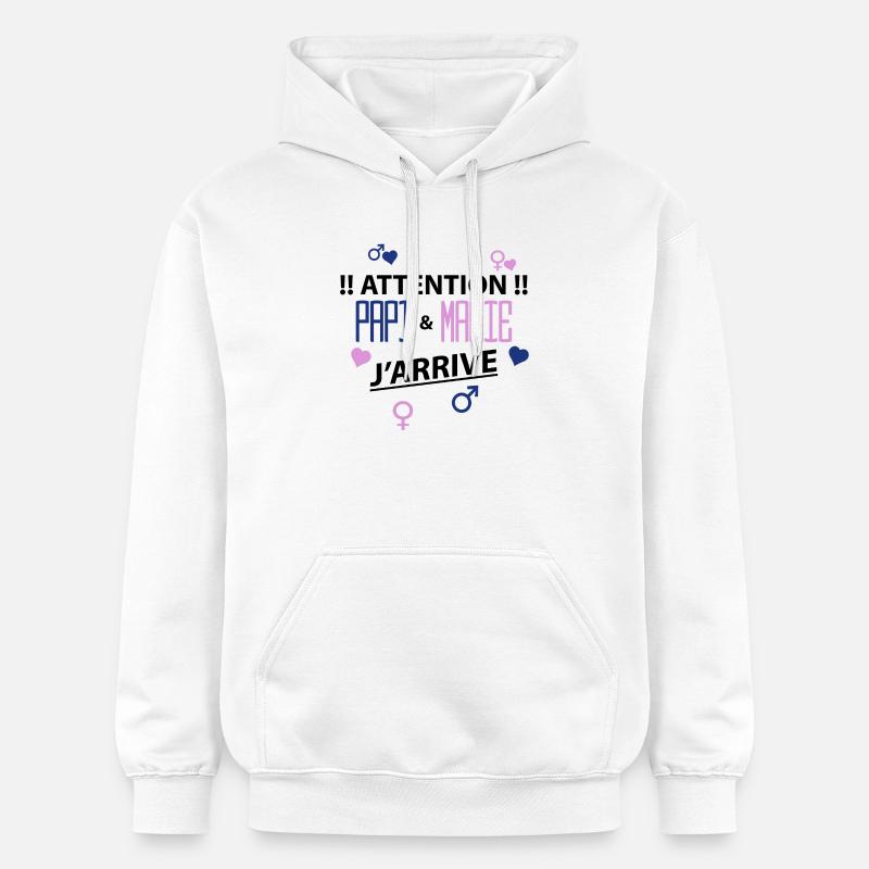 papi mamie j'arrive - Sweat à capuche Softstyle® Gildan Unisexe - blanc