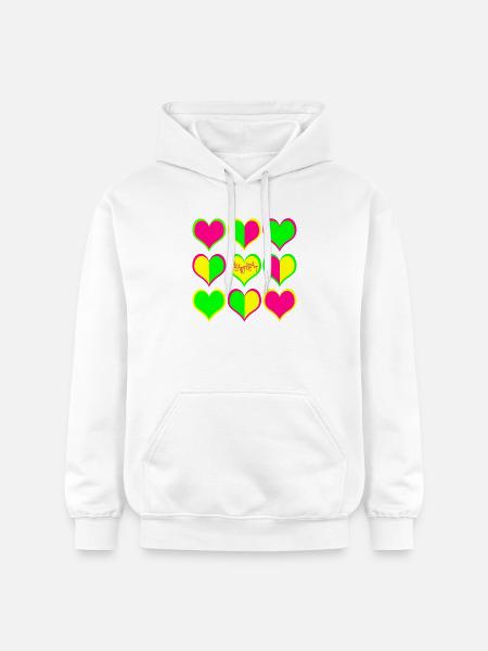 Neon Herzen Muster HeartBeat - Gildan Unisex Softstyle® Midweight Hoodie - Weiß