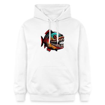 Piranha - Gildan Unisex Softstyle® Midweight Hoodie - white - Front - Liana (172cm) & Jaron (178cm)