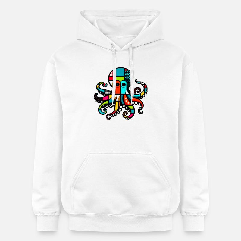Pieuvre - Sweat à capuche Softstyle® Gildan Unisexe - blanc