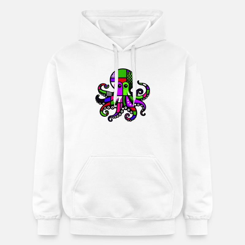 Pieuvre - Sweat à capuche Softstyle® Gildan Unisexe - blanc