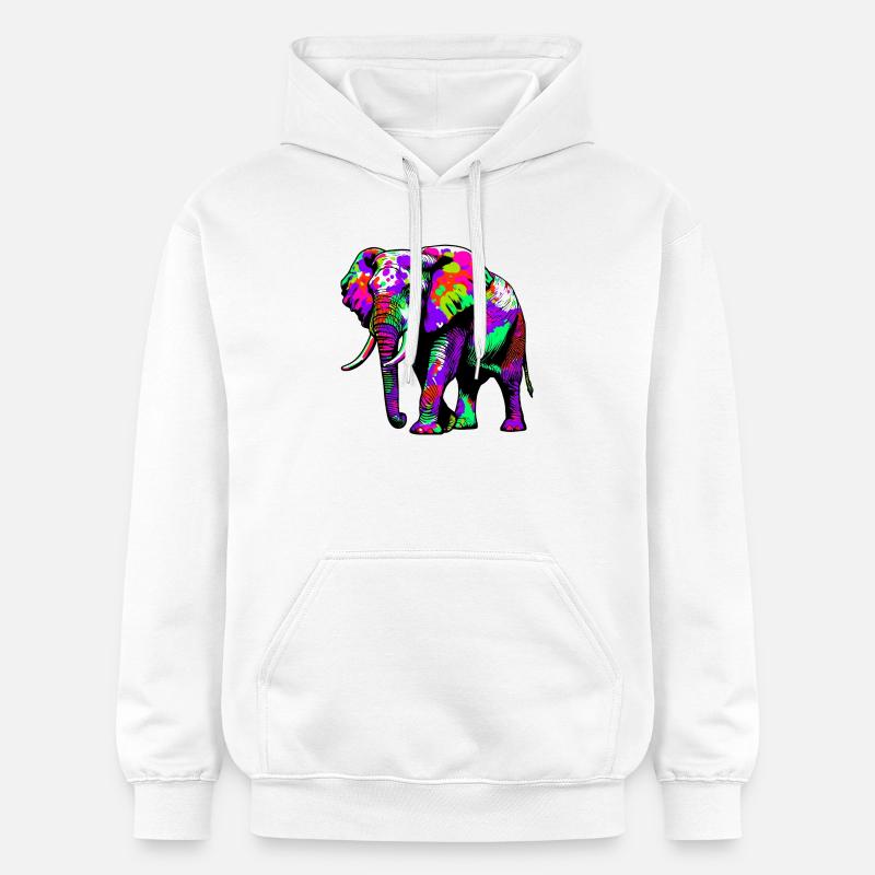 Éléphant - Sweat à capuche Softstyle® Gildan Unisexe - blanc