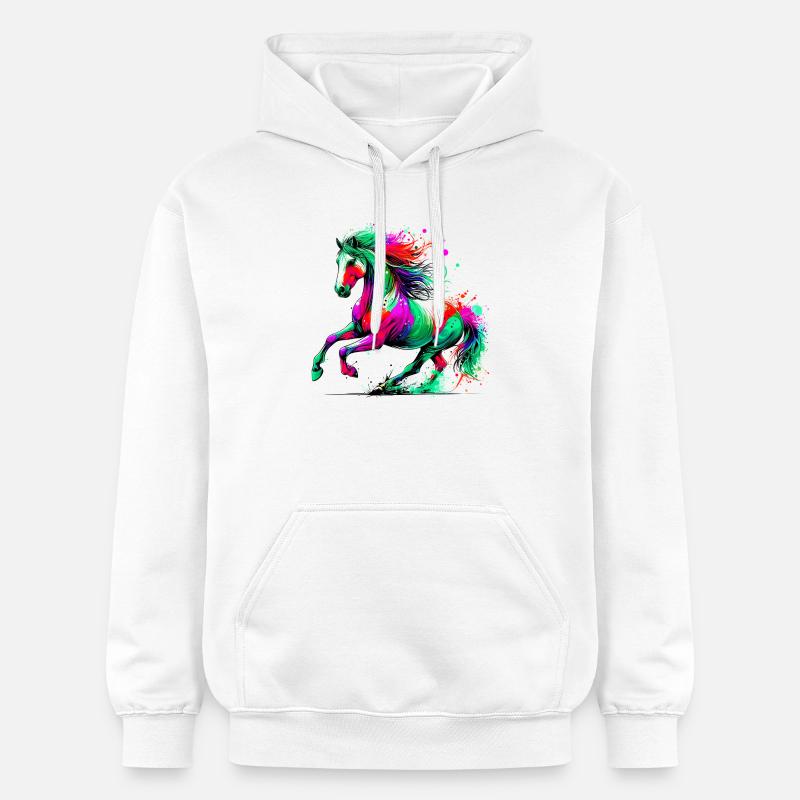 Cheval - Sweat à capuche Softstyle® Gildan Unisexe - blanc