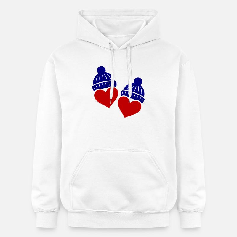 Amour du Chapeau d’hiver de Cœurs - Sweat à capuche Softstyle® Gildan Unisexe - blanc