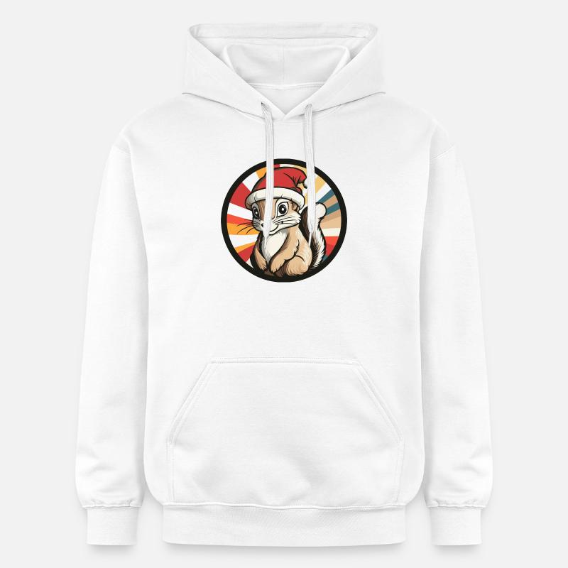Winterliches Eichhörnchen mit Santa Hut - Gildan Unisex Softstyle® Midweight Hoodie - Weiß