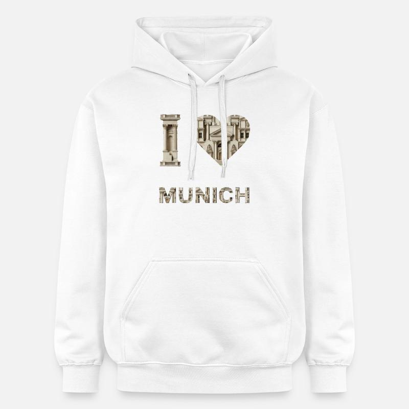 J’adore Munich – Architecture classique Amour - Sweat à capuche Softstyle® Gildan Unisexe - blanc