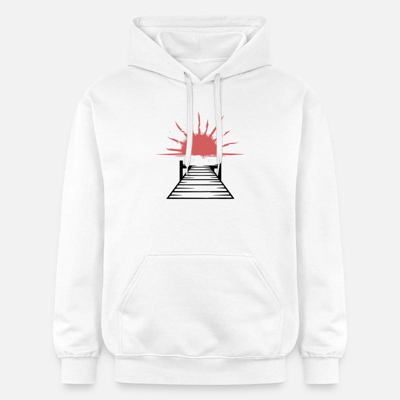 Lac Jetty Sunset - Sweat à capuche Softstyle® Gildan Unisexe - blanc