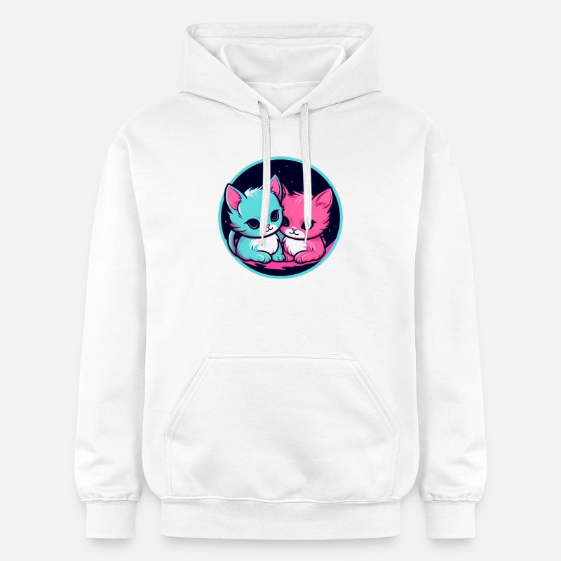 Duo de chatons néon - Sweat à capuche Softstyle® Gildan Unisexe - blanc