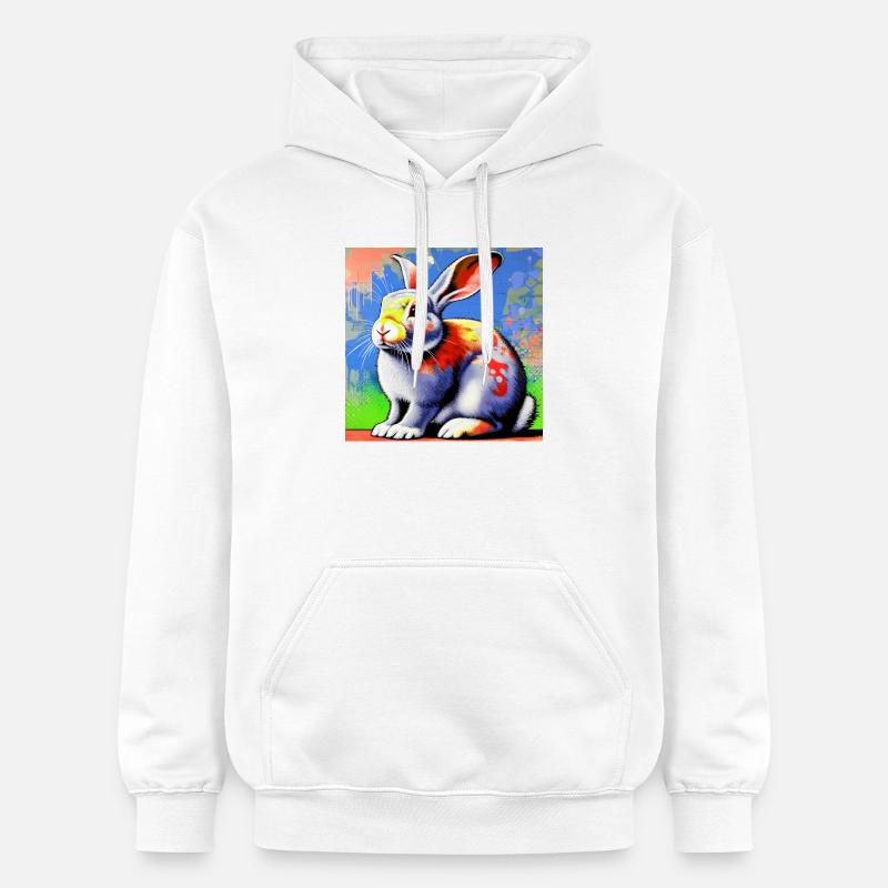 lapin - Sweat à capuche Softstyle® Gildan Unisexe - blanc