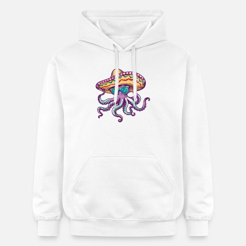 Sombrero drôle de pieuvre - Sweat à capuche Softstyle® Gildan Unisexe - blanc