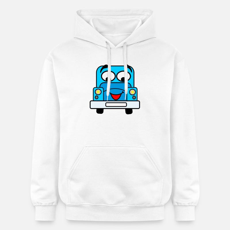Voiture gaie avec visage bleu - Sweat à capuche Softstyle® Gildan Unisexe - blanc