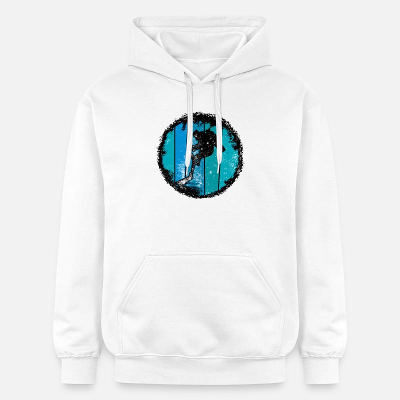 Silhouette de sommet bleu - Sweat à capuche Softstyle® Gildan Unisexe - blanc