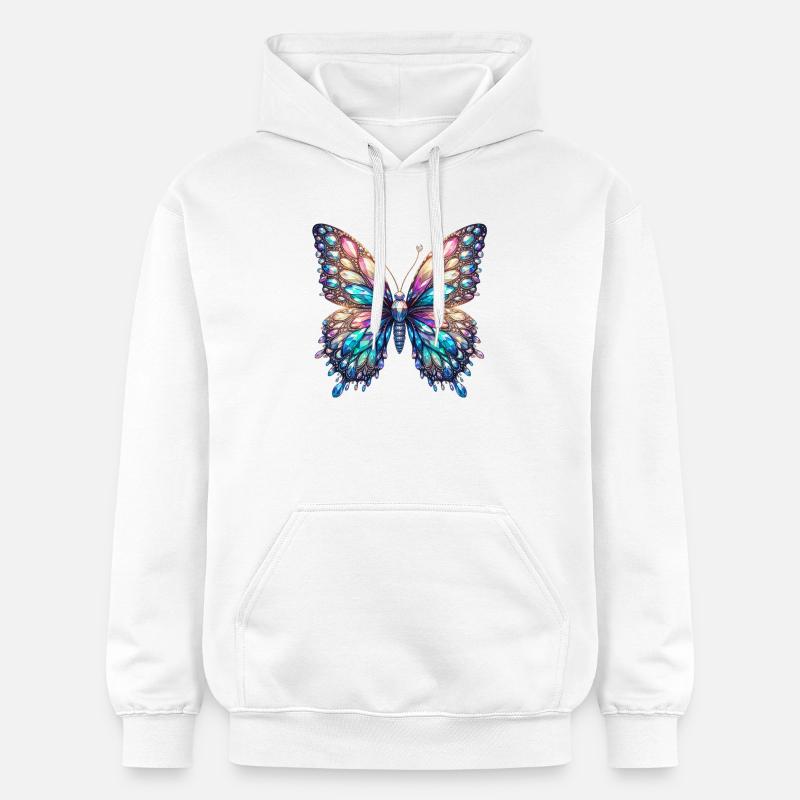 Papillon, Diamant, Diamants, Cristaux, Cristal - Sweat à capuche Softstyle® Gildan Unisexe - blanc