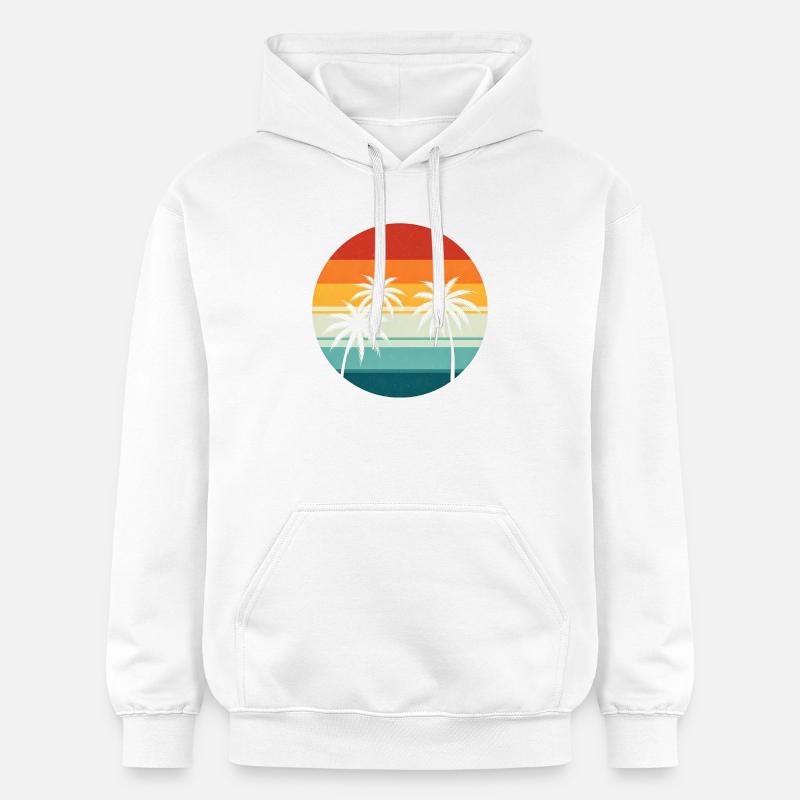 Palmier rétro coucher de soleil - Sweat à capuche Softstyle® Gildan Unisexe - blanc