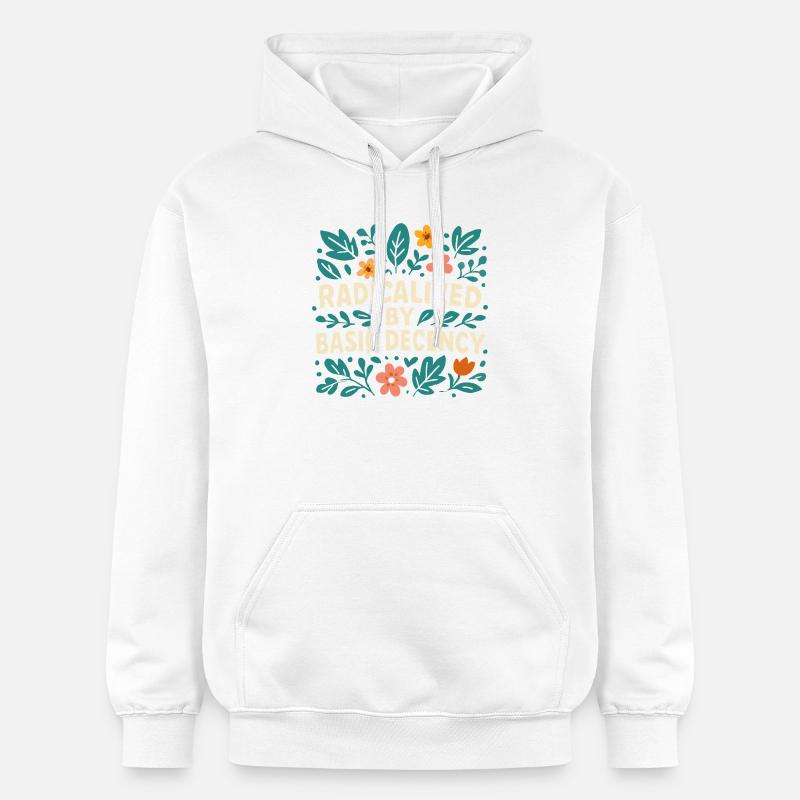 Radicalized by basic decency - Gildan Unisex Softstyle® Midweight Hoodie - white