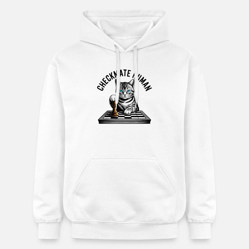 Échec et mat Humain Chat des échecs - Sweat à capuche Softstyle® Gildan Unisexe - blanc
