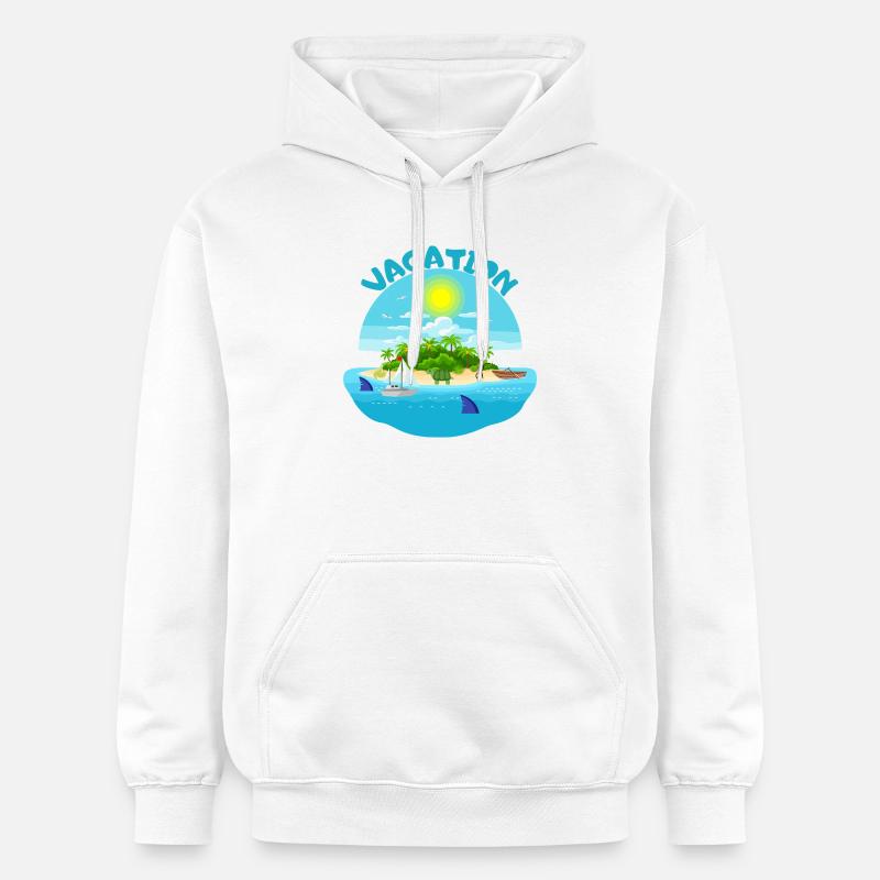 Conception de plage idyllique d’île tropicale - Sweat à capuche Softstyle® Gildan Unisexe - blanc