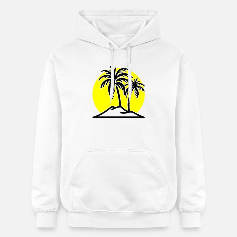 Palmier symbole île de plage - Sweat à capuche Softstyle® Gildan Unisexe - blanc