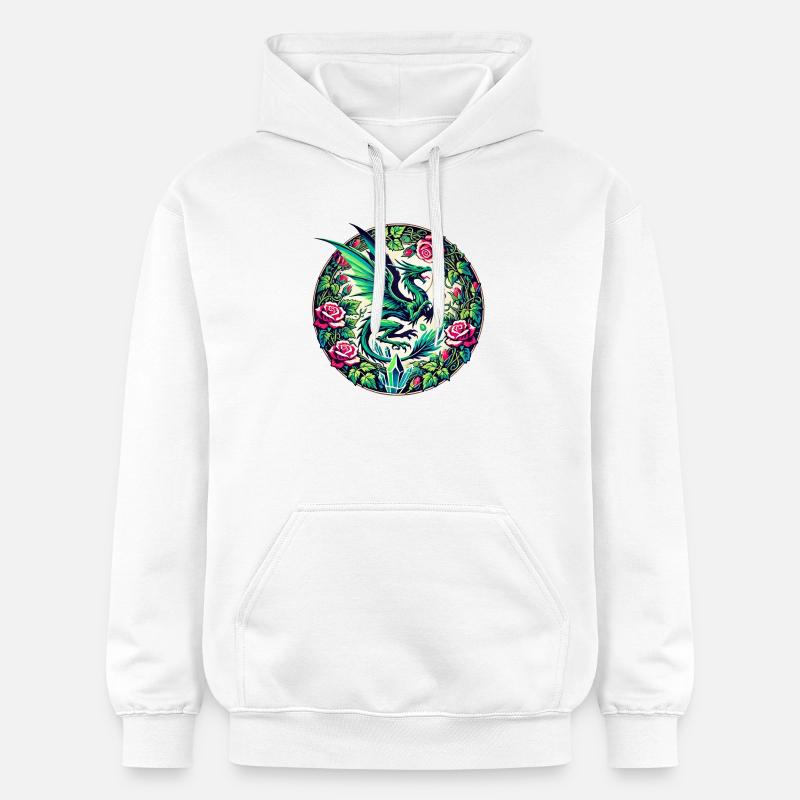 Phénix verdoyant à Rose Circle - Sweat à capuche Softstyle® Gildan Unisexe - blanc
