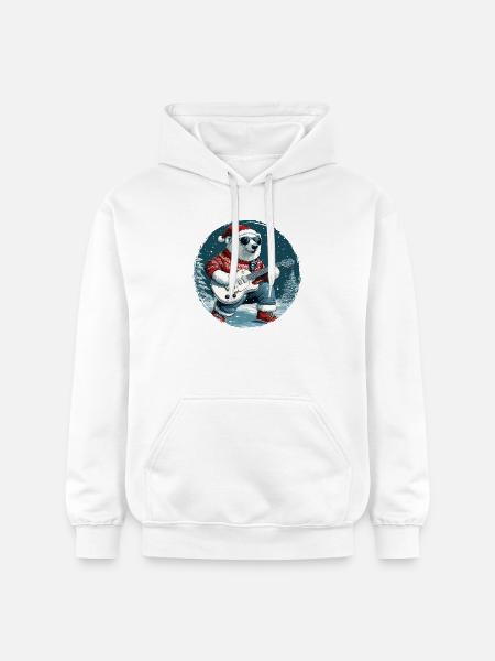 Polar Bear Christmas Guitar Polar Bear - Gildan Unisex Softstyle® Midweight Hoodie - white