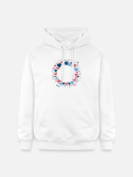 Herz Kranz Blau Rosa Blumenkranz - Gildan Unisex Softstyle® Midweight Hoodie - Weiß