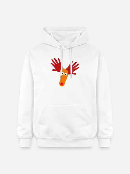 Reindeer head with orange snout - Gildan Unisex Softstyle® Midweight Hoodie - white