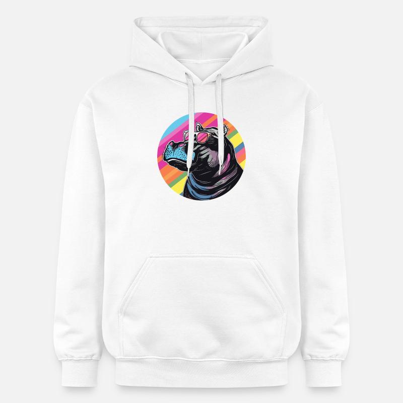 Lunettes de soleil Hippo Popart - Sweat à capuche Softstyle® Gildan Unisexe - blanc