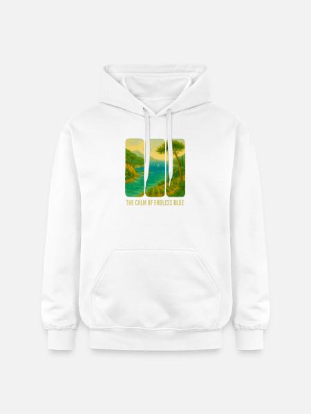 Le calme de l’horizon bleu - Sweat à capuche Softstyle® Gildan Unisexe - blanc