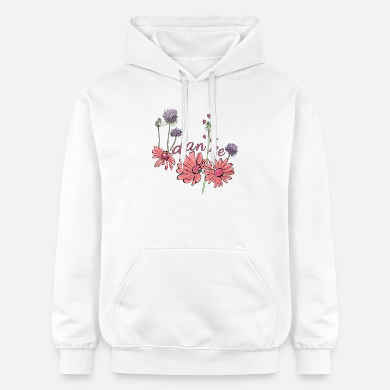 Merci avec des fleurs - Sweat à capuche Softstyle® Gildan Unisexe - blanc