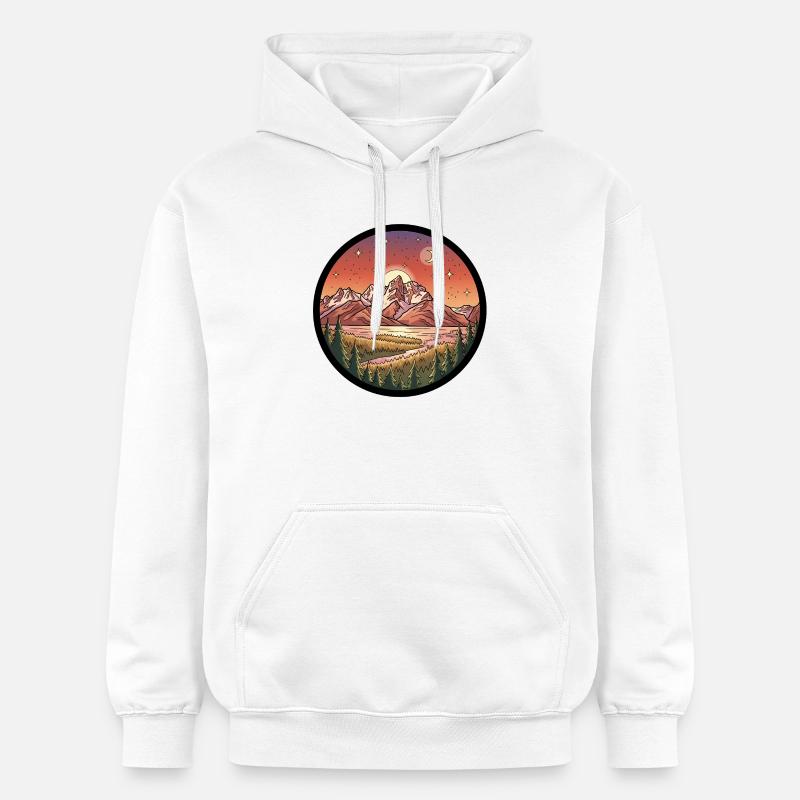 Mondscheingebirge Rundpatch - Gildan Unisex Softstyle® Midweight Hoodie - Weiß