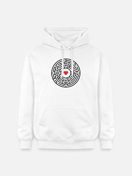 Labyrinth Heart Maze - Gildan Unisex Softstyle® Midweight Hoodie - white