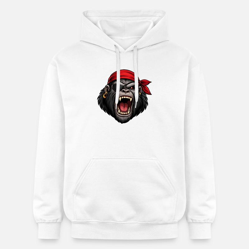 Gorille pirate avec cache-œil - Sweat à capuche Softstyle® Gildan Unisexe - blanc