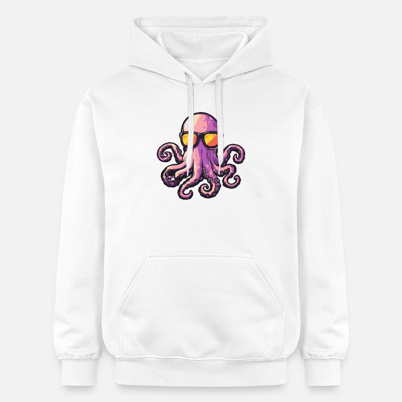 Vacances de bandes dessinées Octopus - Sweat à capuche Softstyle® Gildan Unisexe - blanc