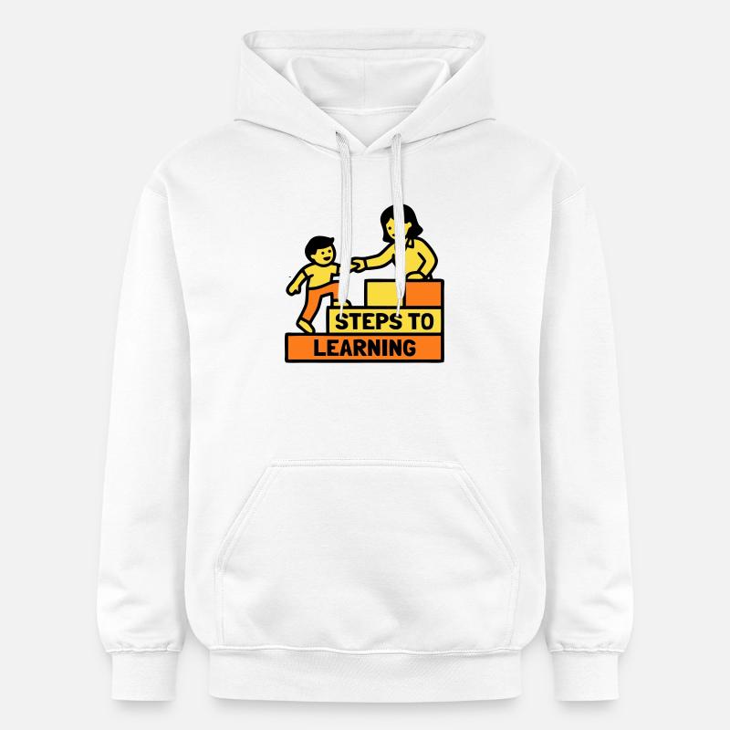 Steps to Learning School Logo - Gildan Unisex Softstyle® Midweight Hoodie - white