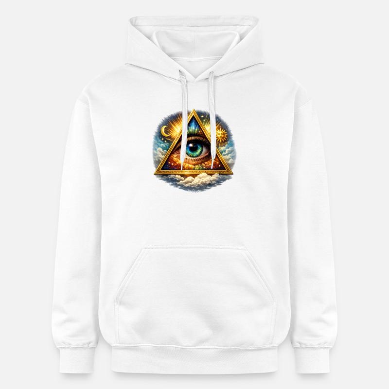 Œil Cosmique en Triangle - Sweat à capuche Softstyle® Gildan Unisexe - blanc
