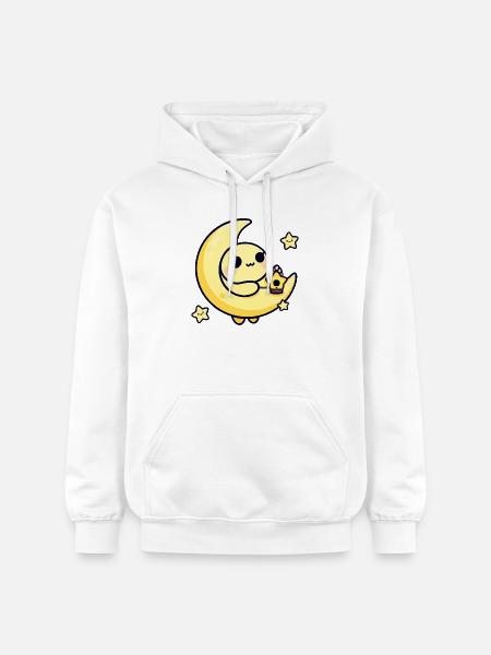 Moonlit Cute Moon with Star Lantern - Gildan Unisex Softstyle® Midweight Hoodie - white