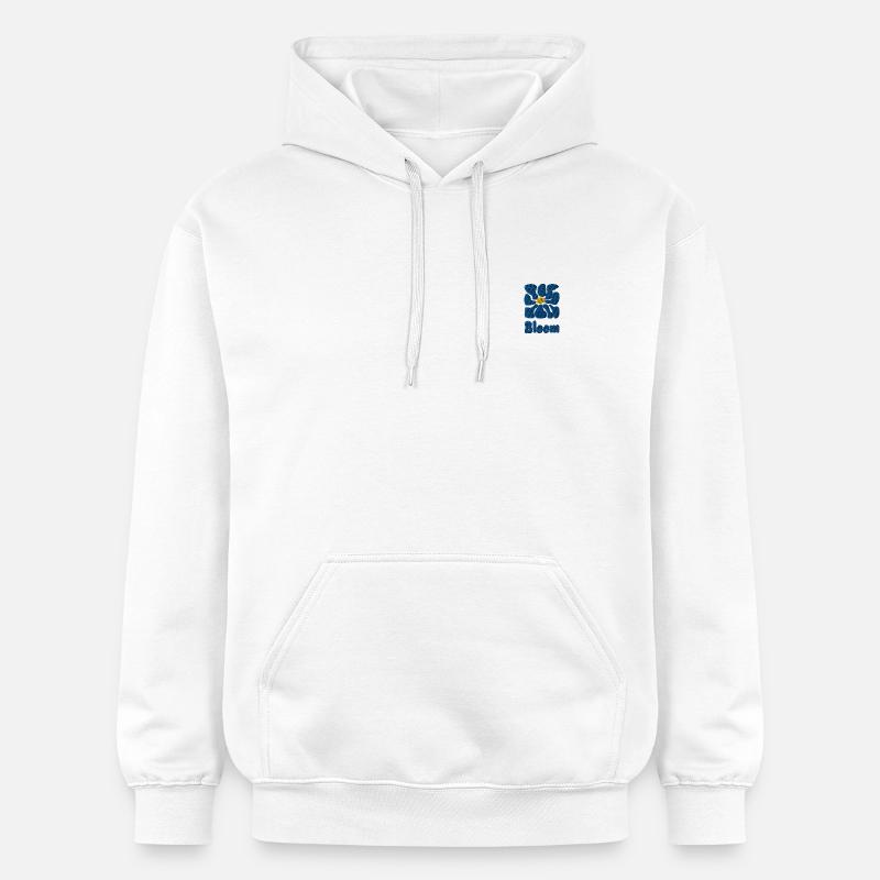 Flor gráfica bordada Bloom - Sudadera con capucha unisex de peso medio Softstyle® de Gildan - blanco