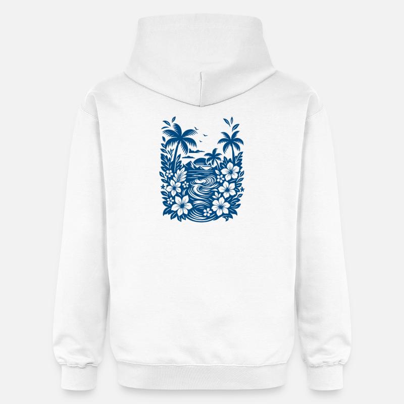 Bleu de plage - Sweat à capuche Softstyle® Gildan Unisexe - blanc