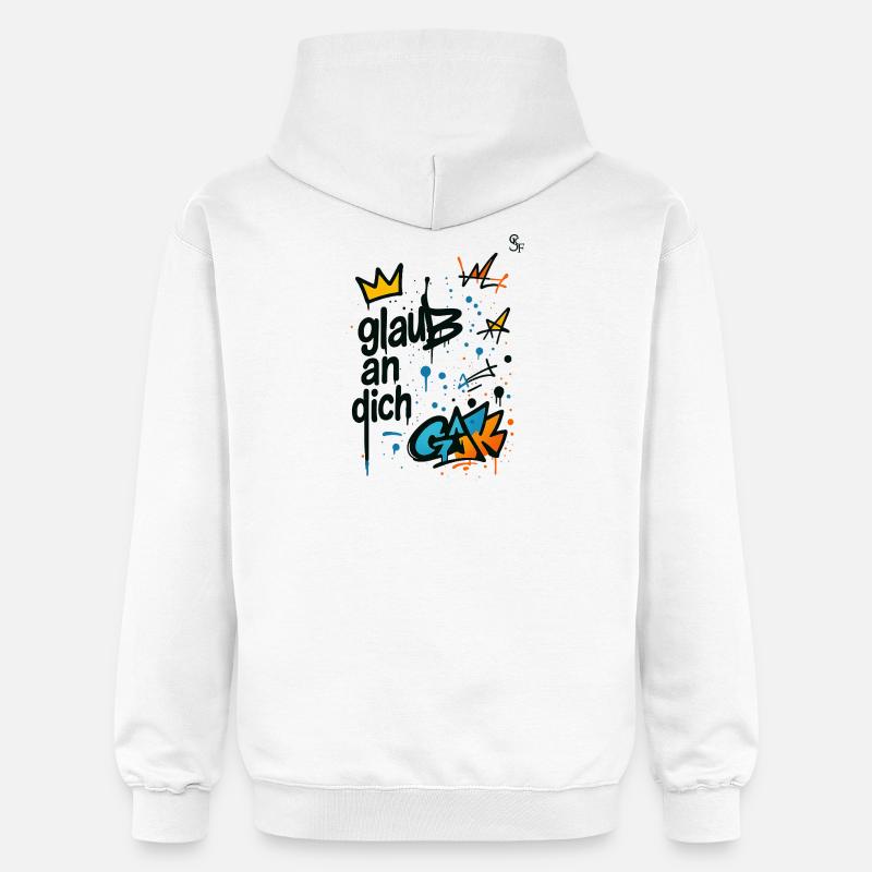Graffiti Glaub An Dich Design - Gildan Unisex Softstyle® Midweight Hoodie - Weiß