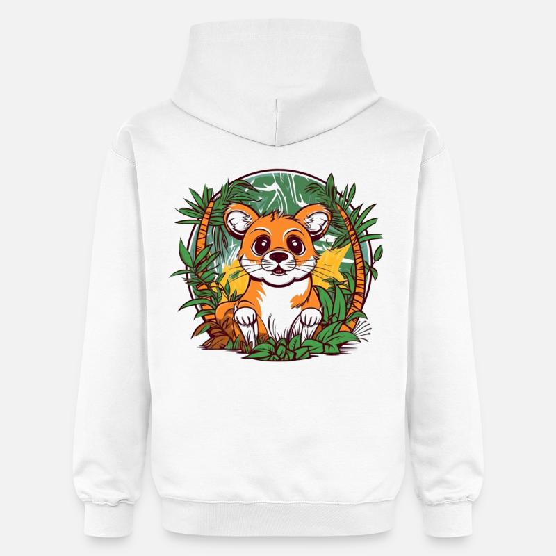 Mignon chaton de la jungle illustration - Sweat à capuche Softstyle® Gildan Unisexe - blanc