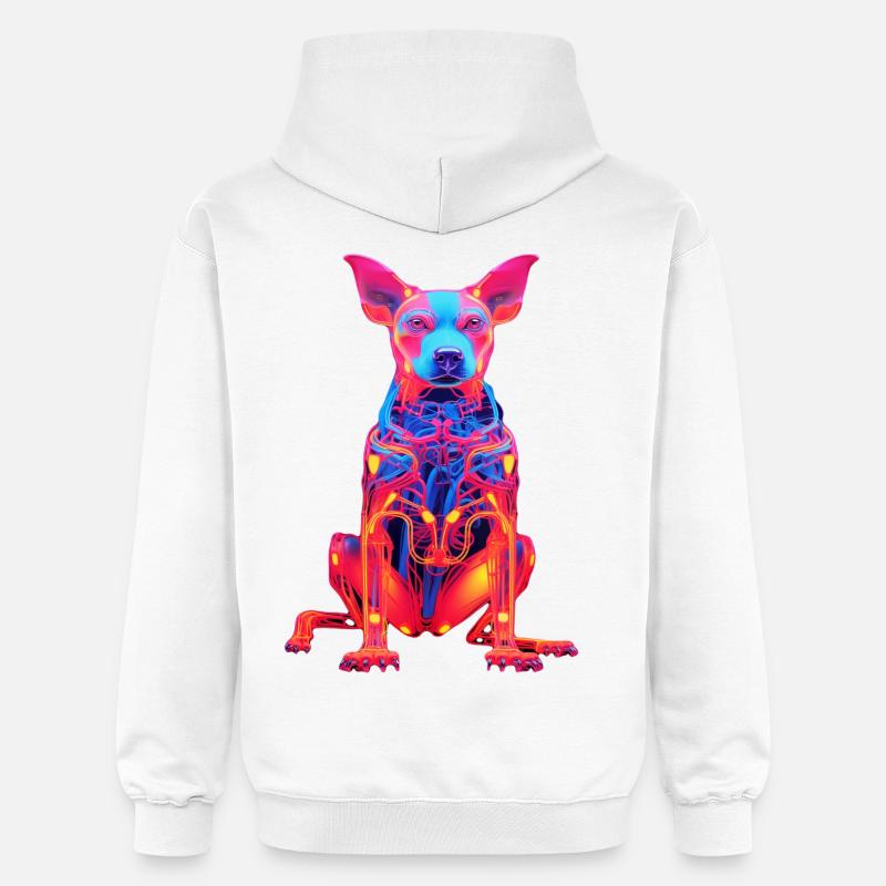 Chien néon avec design technique - Sweat à capuche Softstyle® Gildan Unisexe - blanc
